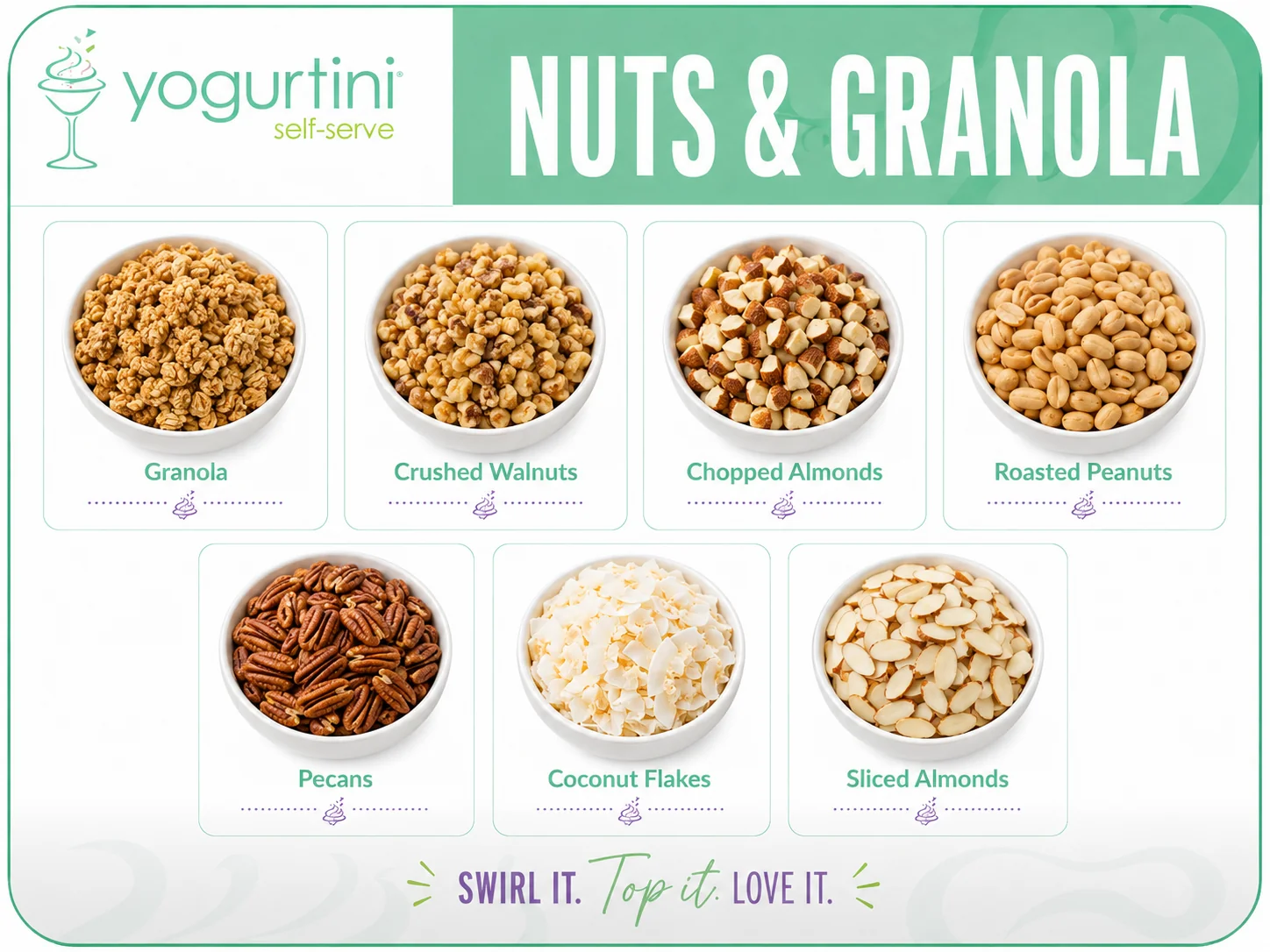 Nuts and granola toppings